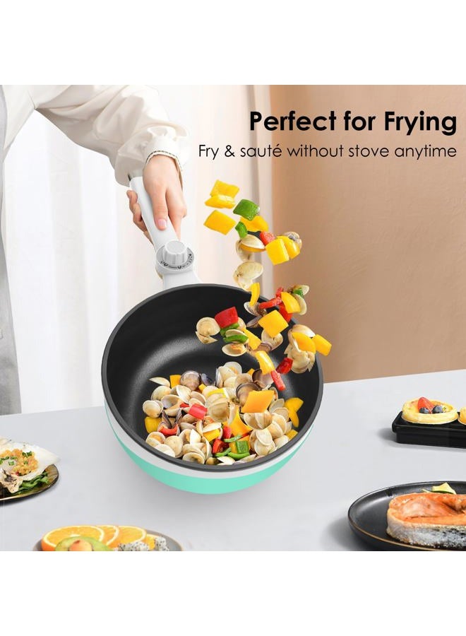 Audecook Hot Pot Electric, 1.7L Mini Electric Skillet Portable Nonstick Sauté Pan with Power Adjustment, Ramen Cooker Travel Multicooker for Steak/Soup/Egg/Oatmeal/Noodles (Tongs for Cooking Included) - Image 2